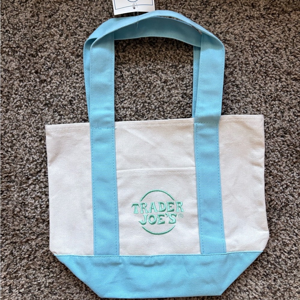 Trader Joe's Pastel Mini Canvas Tote Bags Pastel Blue